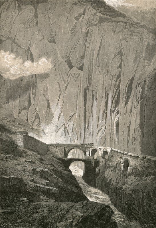 Şeytanlar Köprüsü.-St. Gothard Yolu, Schollenen Gorge by Swiss School