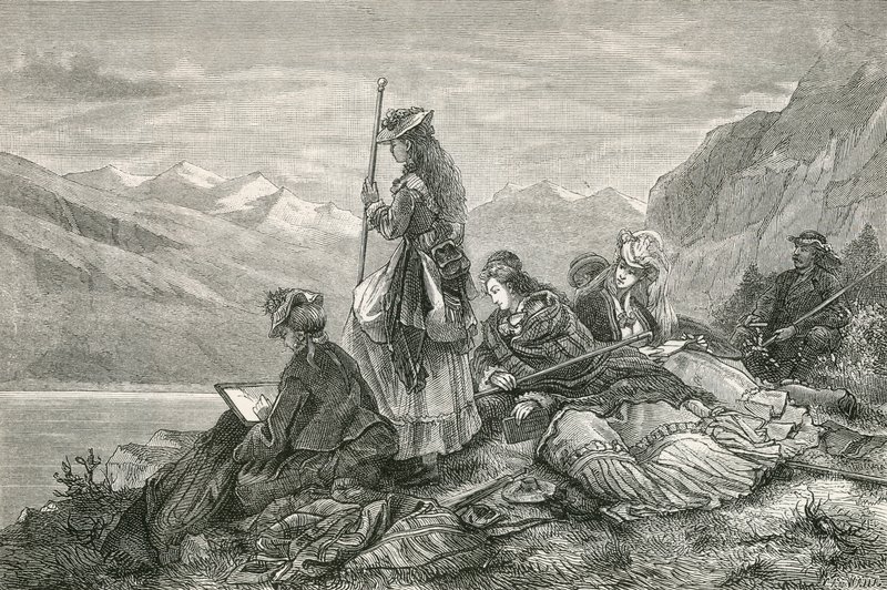 Alplerde dinlenen turistler by Swiss School