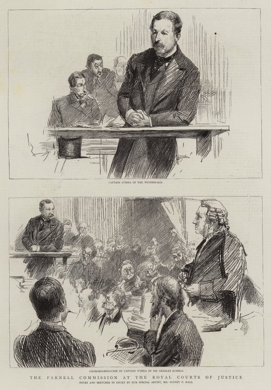 Kraliyet Adalet Mahkemelerinde Parnell Komisyonu (gravür) by Sydney Prior (after) Hall