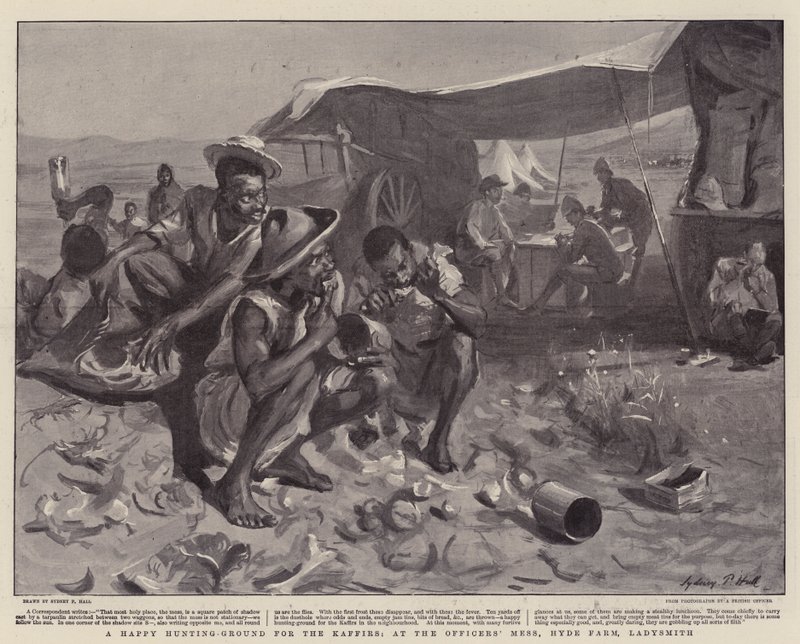 Hyde Çiftliği, Ladysmith, Memurların Karmaşasında Kafirler için Mutlu Bir Avlanma Alanı by Sydney Prior Hall