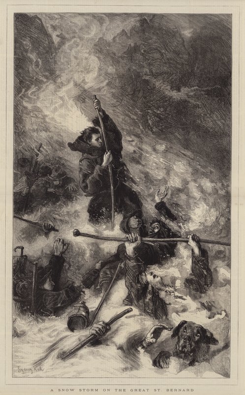 Büyük St Bernard'da Kar Fırtınası by Sydney Prior Hall