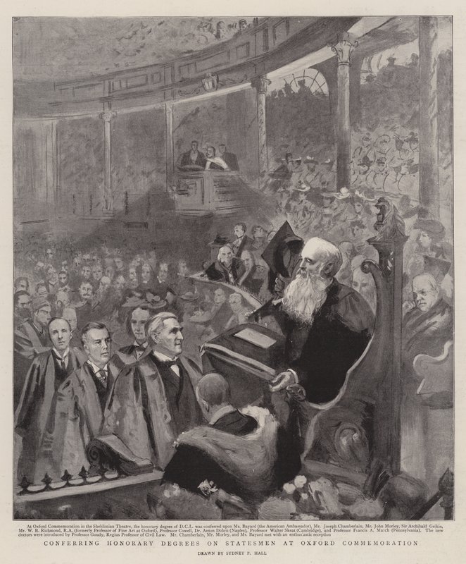 Oxford Anma Töreninde Devlet Adamlarına Fahri Dereceler Vermek by Sydney Prior Hall