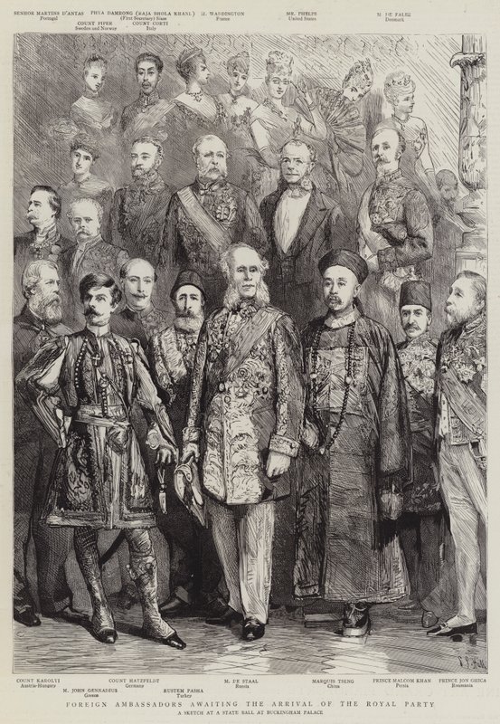 Kraliyet Partisinin Gelişini Bekleyen Yabancı Büyükelçiler by Sydney Prior Hall