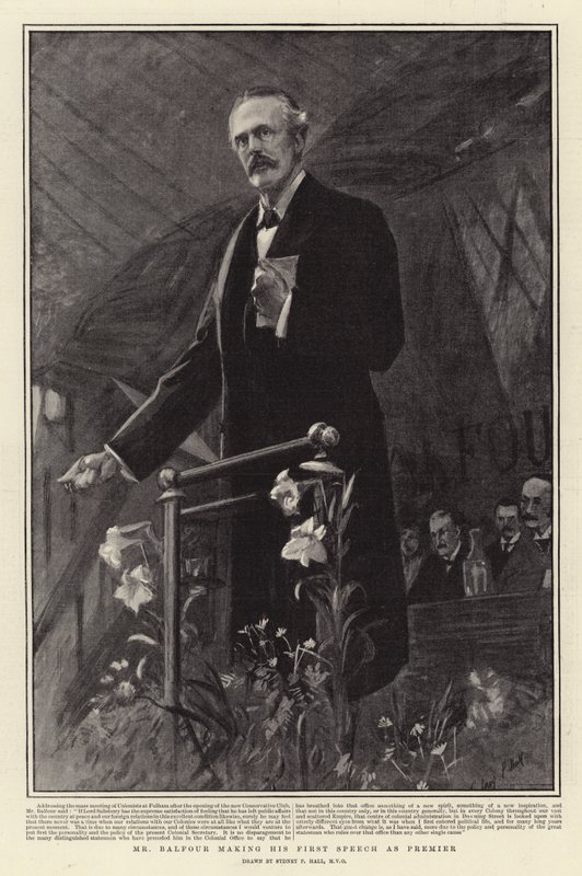 Bay Balfour Başbakan Olarak İlk Konuşmasını Yapıyor by Sydney Prior Hall