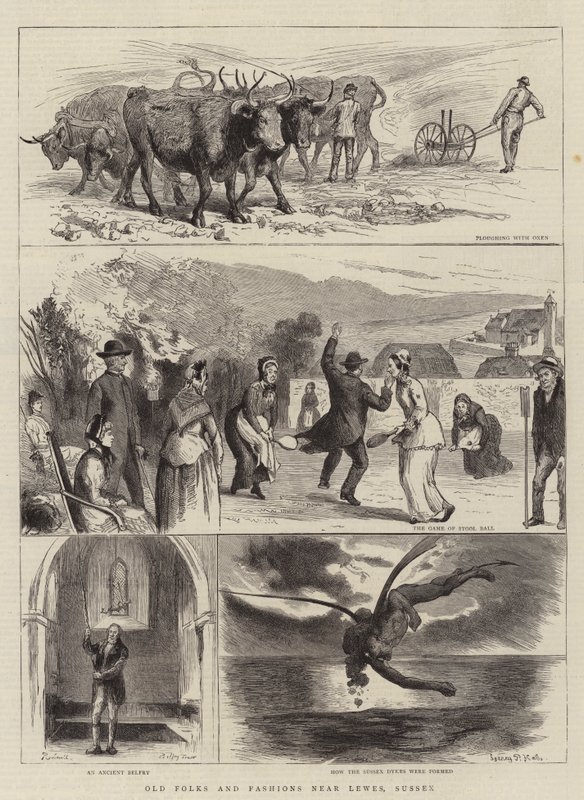 Lewes, Sussex yakınlarındaki Eski İnsanlar ve Modalar by Sydney Prior Hall