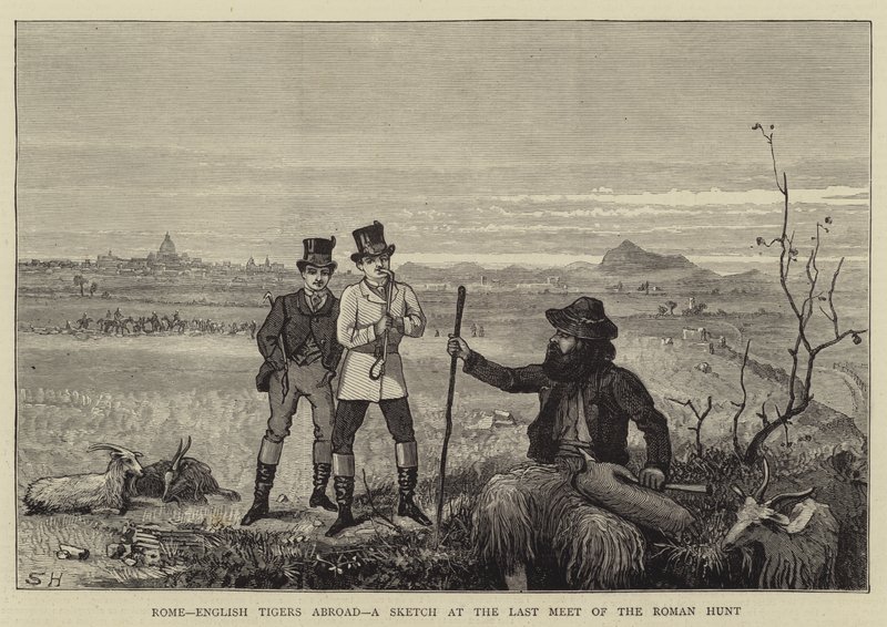Rome, English Tigers Abroad, a Sketch at the Last Meet of the Roman Hunt  by Sydney Prior Hall