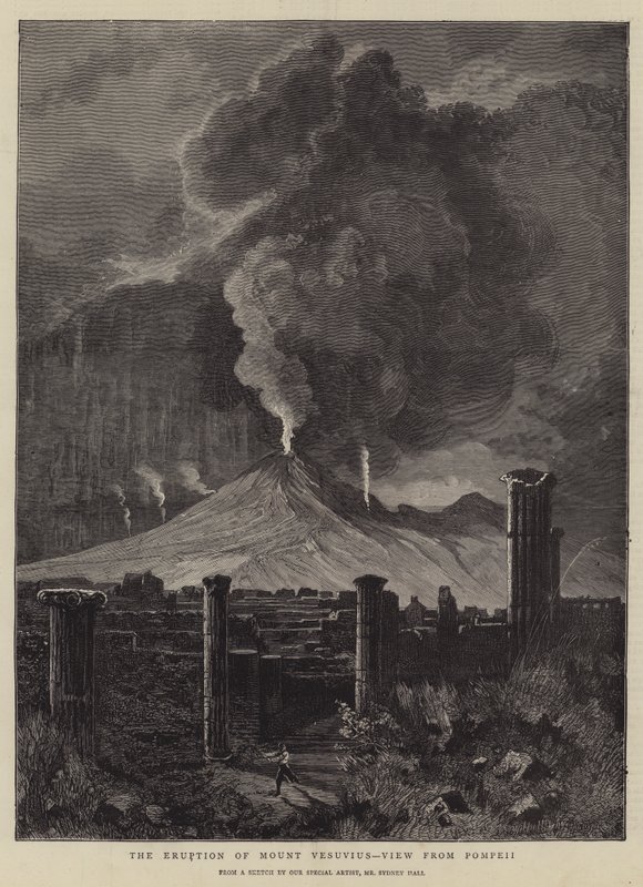 Vezüv Yanardağı'nın Patlaması, Pompeii'den Görünüm by Sydney Prior Hall
