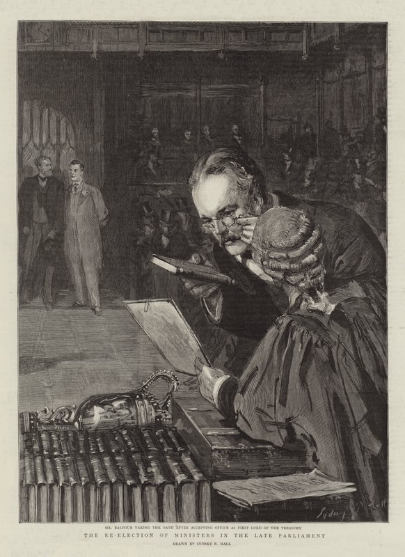 Son Mecliste Bakanların Yeniden Seçilmesi by Sydney Prior Hall