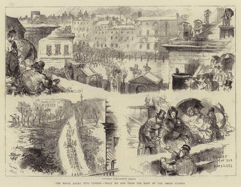 Londra'ya Kraliyet Girişi, Atlı Muhafızların Çatısından Gördüklerimiz by Sydney Prior Hall