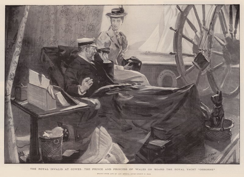Royal Invalid at Cowes, Galler Prensi ve Prensesi Royal Yacht Osborne'da by Sydney Prior Hall