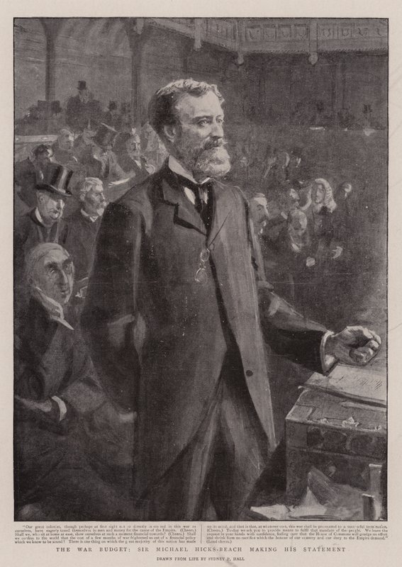 Savaş Bütçesi, Sir Michael Hicks-Beach Açıklamasını Yapıyor by Sydney Prior Hall