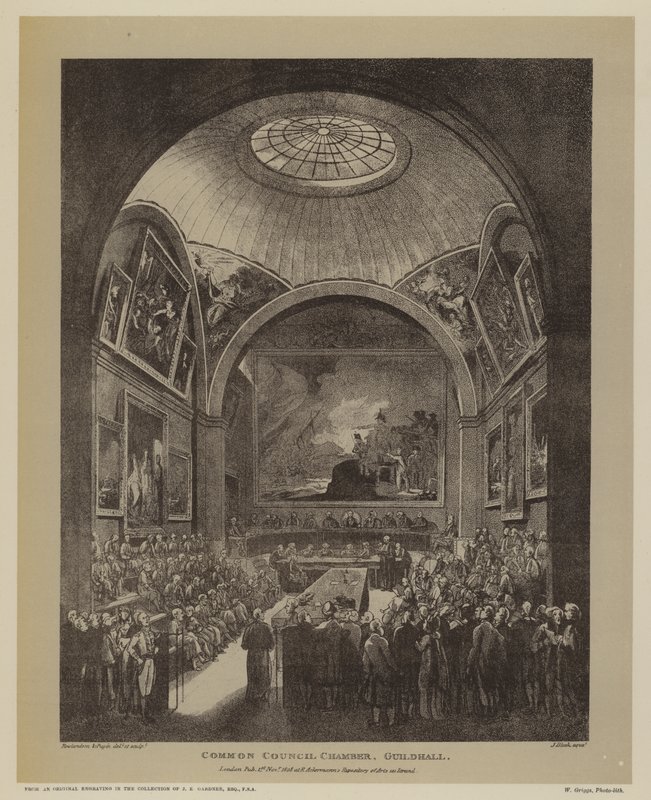 Ortak Konsey Odası, Guildhall, Londra Şehri, 1808 by T. and Pugin Rowlandson