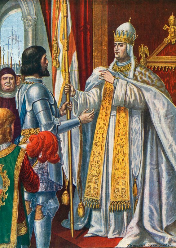 Hinn heilagi rómverski keisari Karl IV fær þyrn úr krúnu Krists frá franska konunginum, Jean II, frá kapellu frúarinnar, 1357-60 (sjá einnig 204544 og 397961) urki by Tancredi Scarpelli
