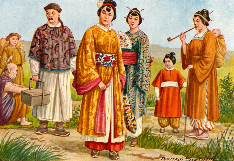 Çin kostümleri - Köylüler ve kasaba halkı by Tancredi Scarpelli