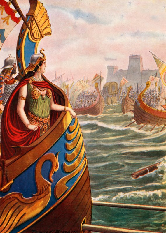 Actium savaşında Kleopatra by Tancredi Scarpelli