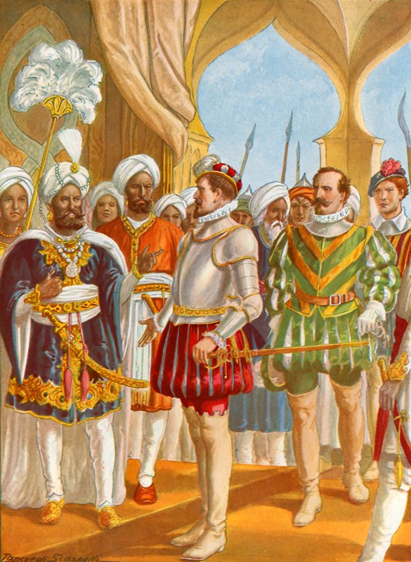 Pietro Alvares Cabral ve Calicut kralı arasındaki konuşma by Tancredi Scarpelli
