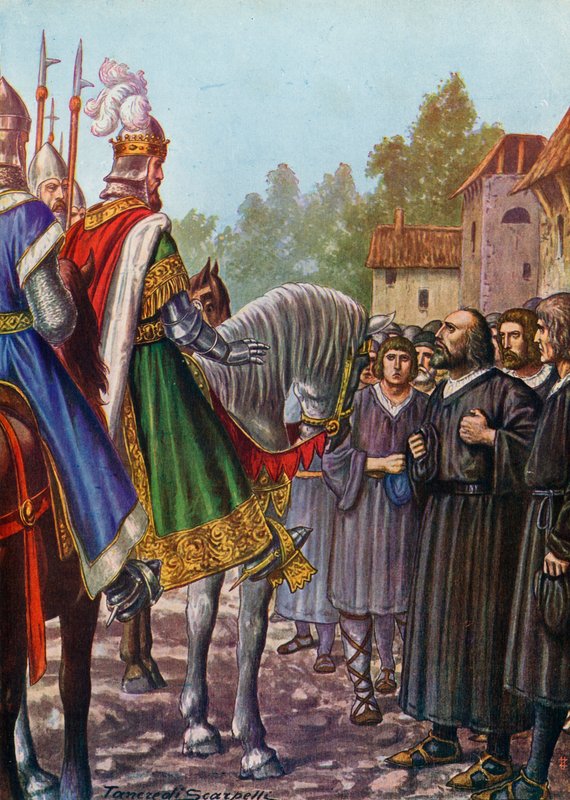 Frederick Barbarossa, in 1158, asked by its inhabitants to rebuild Lodi by Tancredi Scarpelli