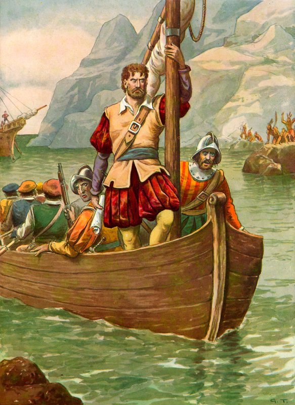 Hudson Nehri üzerinde Giovanni da Verrazzano by Tancredi Scarpelli