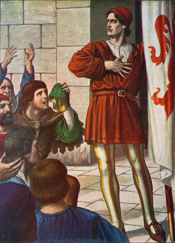 Michele di Lando, coşkulu bir kalabalığın önünde, 1378 by Tancredi Scarpelli