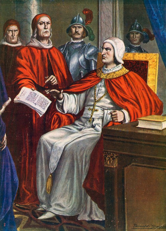 Pope Clement VI commissions the Bishop of Ferrara to take an ultimatum to the Viscontis, 1351 by Tancredi Scarpelli