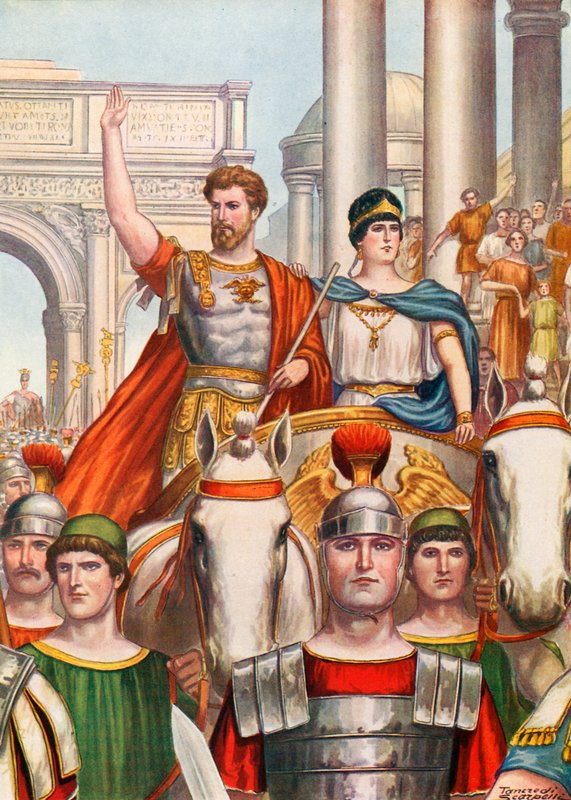 Septimius Severus güzel bir eşle Roma