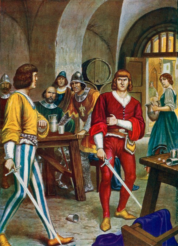 Guelfler küçük bir olaydan sonra beyaz ve siyaha ayrıldı, 1300 by Tancredi Scarpelli