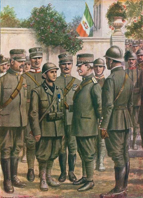 Kral cephedeki cesaret eylemleri için madalya veriyor by Tancredi Scarpelli