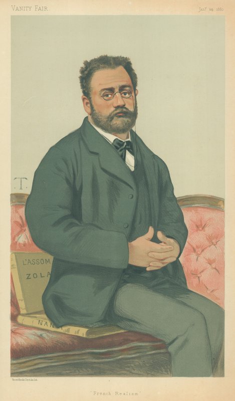 M Emile Zola, Fransız gerçekçiliği, 24 Ocak 1880, Vanity Fair karikatürü by Theobald Chartran