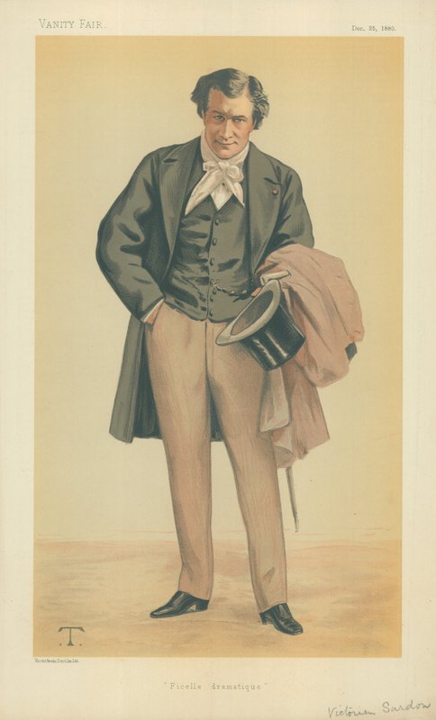 M Victorien Sardou, Ficelle dramatique, 25 Aralık 1880, Vanity Fair karikatürü by Theobald Chartran