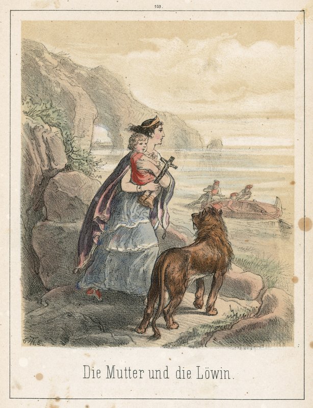 anne ve aslan by Theodor Hosemann