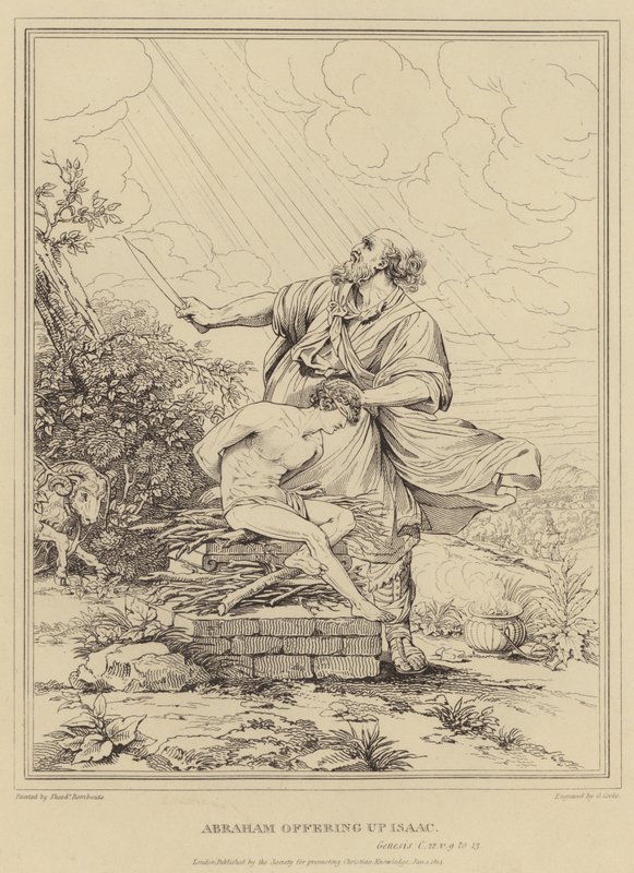 İbrahim İshak'ı sunarken, Yaratılış by Theodor Rombouts