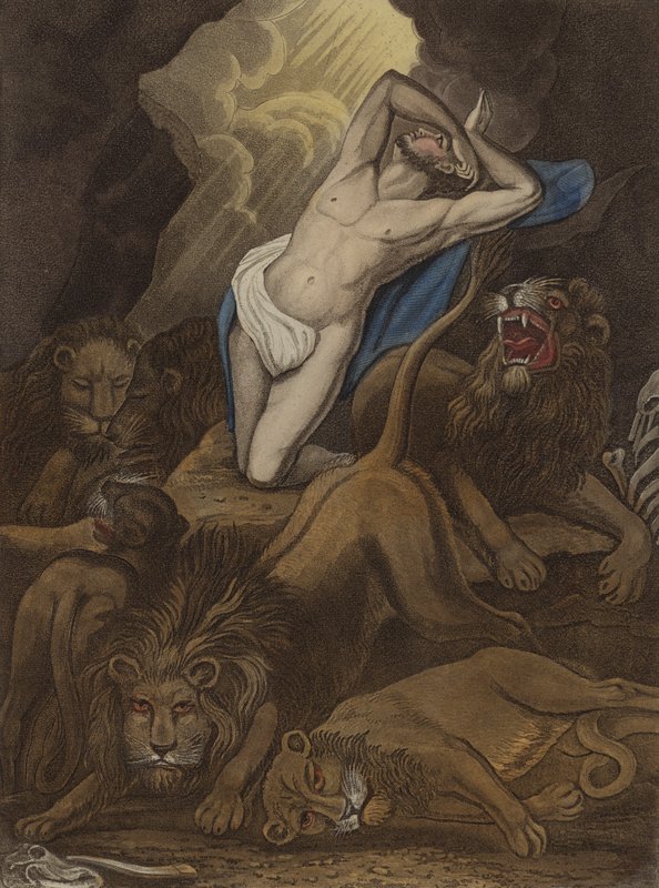 Daniel aslanların ininde (gravür) by Theodore (after) Lane