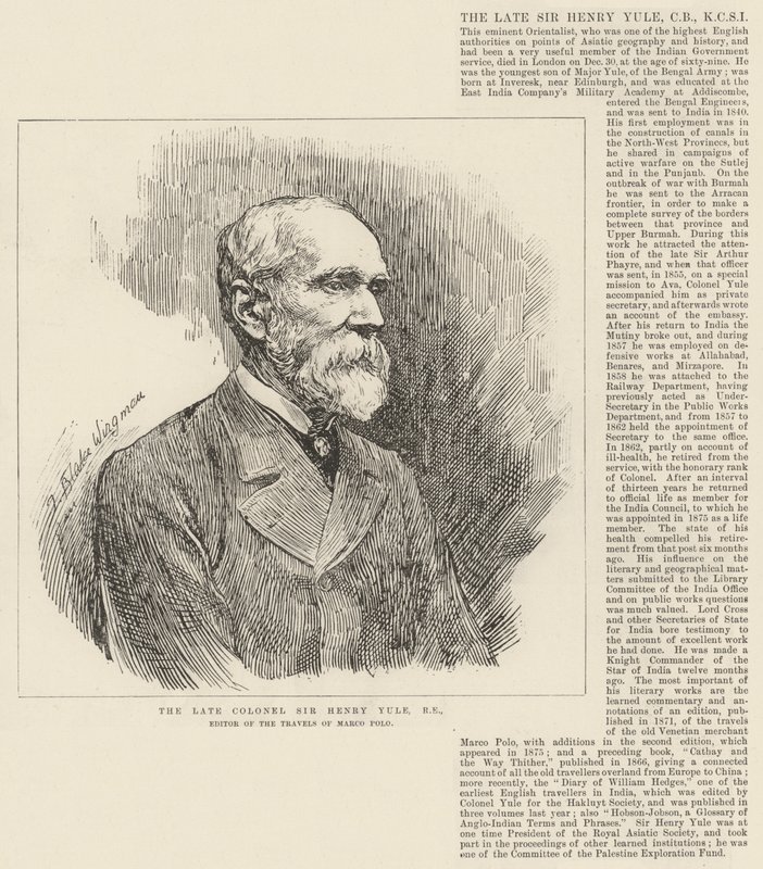 Merhum Albay Sir Henry Yule, RE, The Travels of Marco Polo