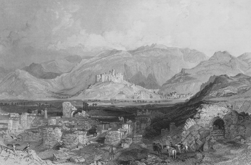 Efes, uzaktan Aiasaluk Kalesi by Thomas Allom