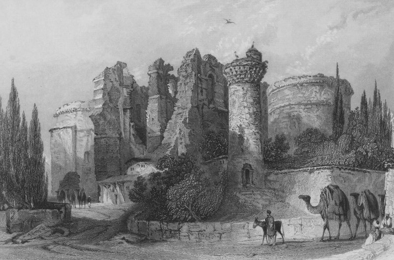 Aziz John Kilisesi kalıntıları, Bergama, Küçük Asya by Thomas Allom