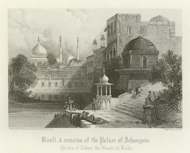 Baoli and remains of the Palace of Jahangir, Delhi, India  by Thomas Colman Dibdin
