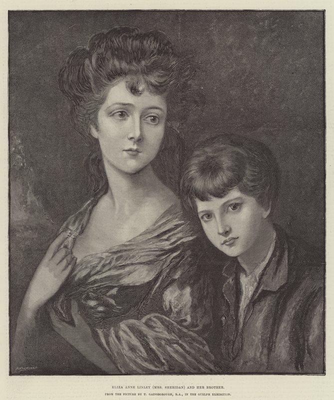 Eliza Anne Linley (Bayan Sheridan) ve erkek kardeşi by Thomas Gainsborough