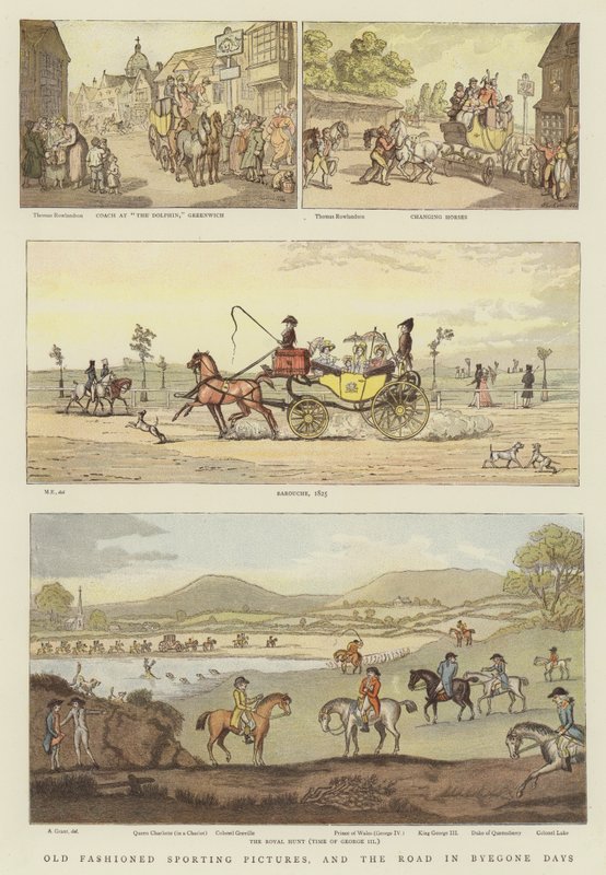 Eski Moda Spor Resimleri ve Byegone Günlerinde Yol (chromolitho) by Thomas Rowlandson