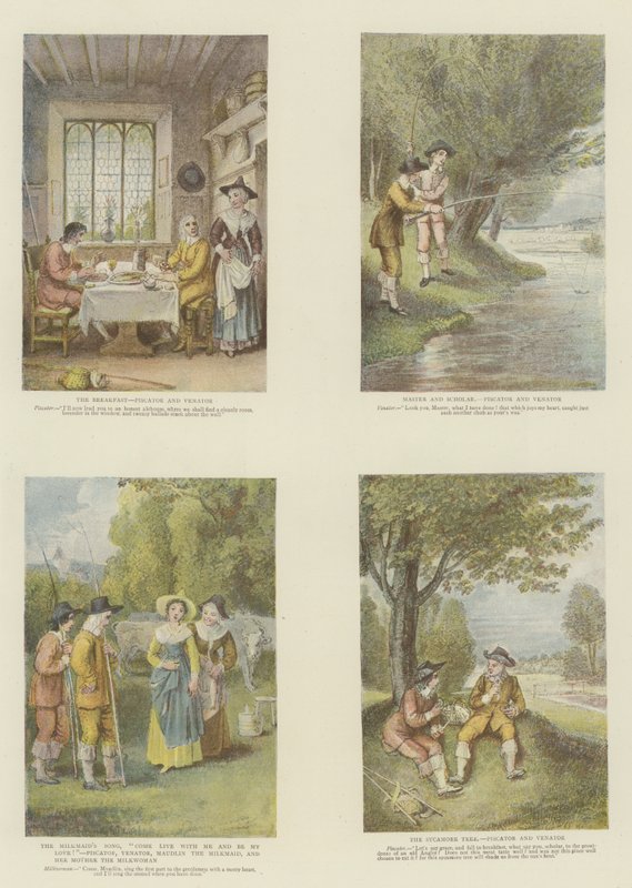 The Complete Angler, Izaak Walton ve Charles Cotton (chromolitho) by Thomas Stothard