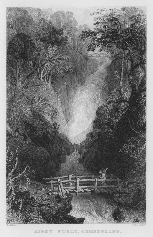 Airey Force, Cumberland (gravür) by Thomas (after) Allom