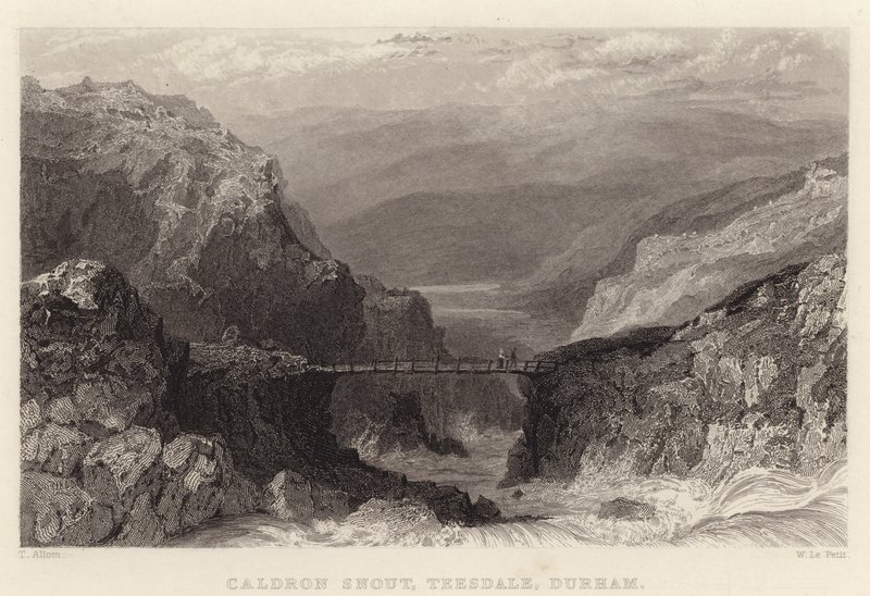 Caldron Snout, Teesdale, Durham (gravür) by Thomas (after) Allom