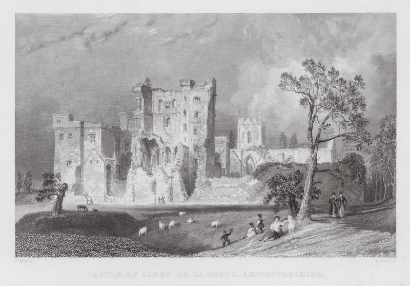 Ashby de la Zouch Kalesi, Leicestershire (gravür) by Thomas (after) Allom