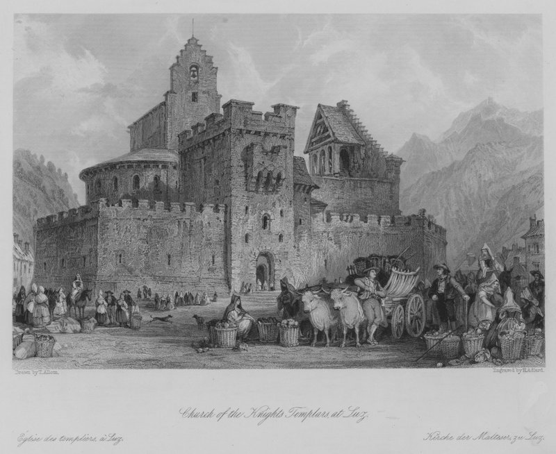 Luz'daki Tapınak Şövalyeleri Kilisesi (gravür) by Thomas (after) Allom