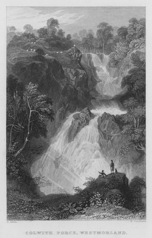 Colwith Force, Westmorland (gravür) by Thomas (after) Allom