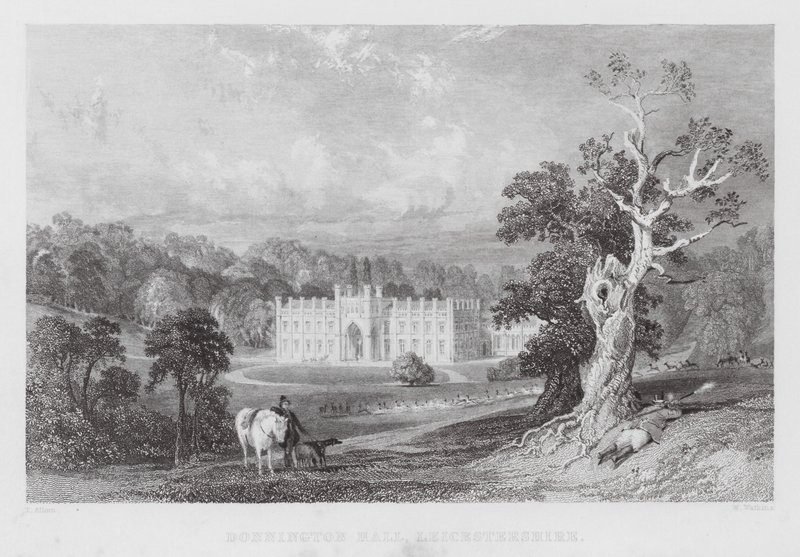 Donnington Hall, Leicestershire (gravür) by Thomas (after) Allom