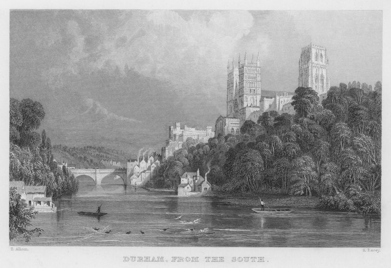 Güneyden Durham (gravür) by Thomas (after) Allom