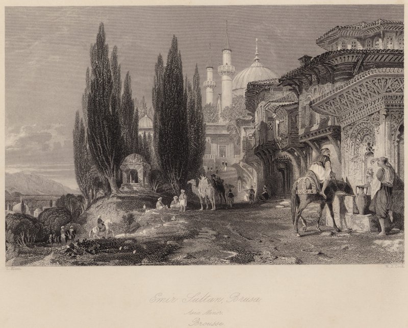 Emir Sultan, Brusa, Küçük Asya, Brousse (gravür) by Thomas (after) Allom