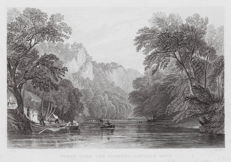 Derwent Üzerindeki Feribot, Matlock Banyosu (gravür) by Thomas (after) Allom