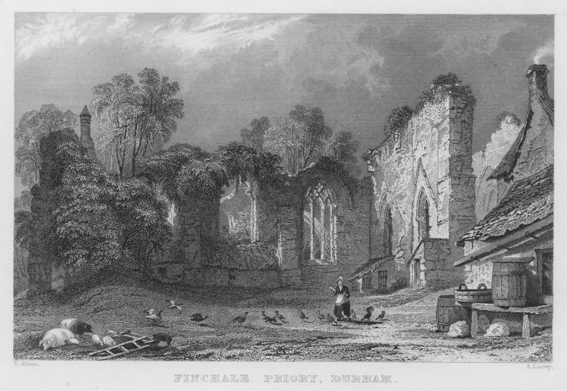 Finchale Manastırı, Durham (gravür) by Thomas (after) Allom