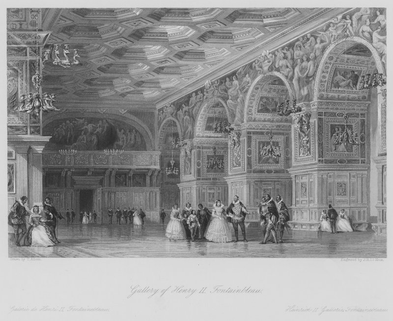 Henry II Galerisi, Fontainbleau (gravür) by Thomas (after) Allom